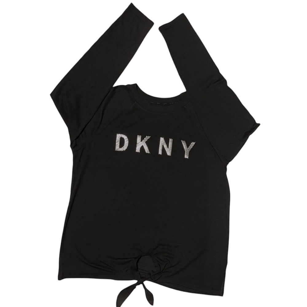 DKNY SPORTS TOP SILVER COLOR PRINTED-LOGO LONG SLEEVE MOORING BLACK COLOR SIZE S - Picture 3 of 13